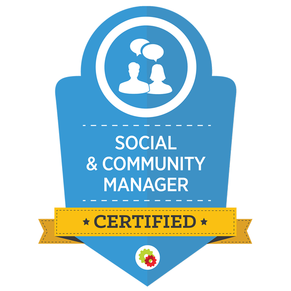 Picture: Social and Community Manager certification from DigitalMarketer as provided by Credly Link: http://certifications.digitalmarketer.com/credly/?CID=14968148